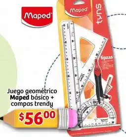 Soriana Mercado Maped juego geométrico básico + compas trendy oferta