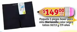 Soriana Mercado Mariannita paquete 3 piezas boxer para niña color negro oferta