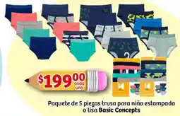 Soriana Mercado Basic concepts paquete trusa para niño estampada o lisa oferta