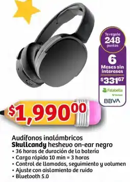 Soriana Mercado Skullcandy audífonos inalámbricos heshevo on-ear negro oferta