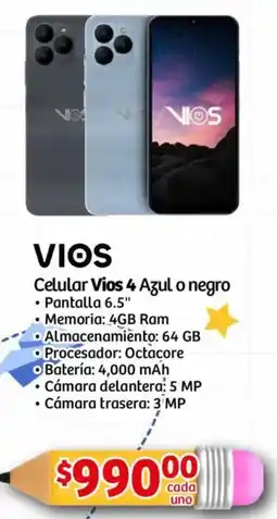 Soriana Mercado Vios celular vios 4 azul o negro oferta