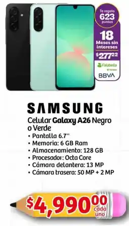 Soriana Mercado Samsung celular galaxy A26 negro o verde oferta