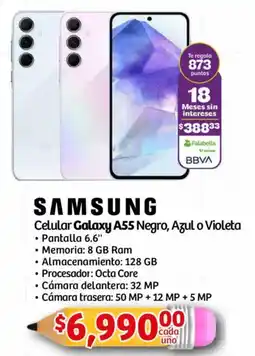 Soriana Mercado Samsung celular galaxy a55 negro, azul o violeta oferta