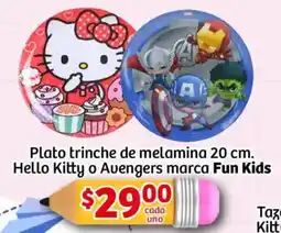 Soriana Mercado Hello kitty o avengers marca fun kids plato trinche de melamina oferta
