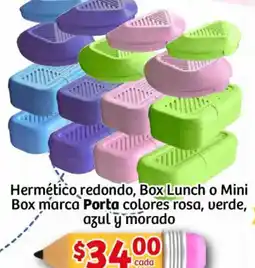 Soriana Mercado Hermético redondo, box lunch o mini box marca porta colores rosa, verde, azul y morado oferta