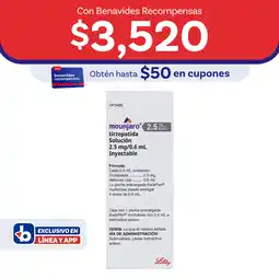 Farmacias Benavides 2.5 mg Tirzepatida/0.6 ml Solución oferta