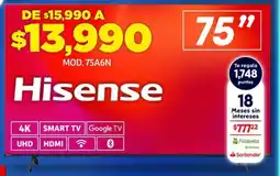 Soriana Híper HIsense Smart TV 75" oferta