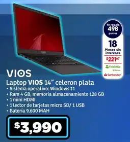 Soriana Híper VIOS Laptop 14" Celeron plata oferta