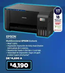 Soriana Híper Epson Ecotank L3251 oferta