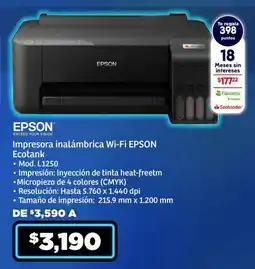 Soriana Híper Epson Ecotank L1250 Wi-Fi oferta