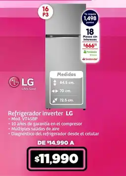 Soriana Híper LG Refrigerador inverter oferta