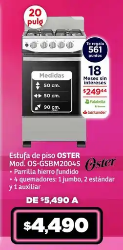 Soriana Híper Oster estufa de piso oferta