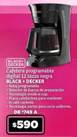 Soriana Híper Black + Decker cafetera programable digital 12 tazas oferta