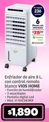 Soriana Híper VIOS enfriador de aire 8 L oferta