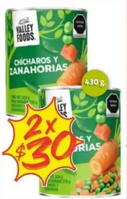 Soriana Mercado Valley Foods chicharos y zanahorias oferta