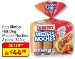 Soriana Mercado Bimbo medias noches pan hot dog oferta