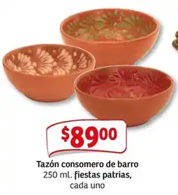 Soriana Mercado Tazón consomero de barro 250 ml oferta
