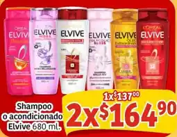 Soriana Mercado Elvive shampoo o acondicionador oferta