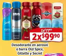 Soriana Mercado Desodorante en aerosol o barra Old Spice, Gillette y Secret oferta