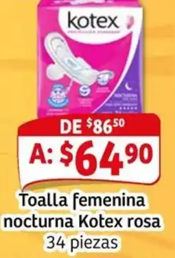 Soriana Mercado Kotex toalla femenina nocturna oferta