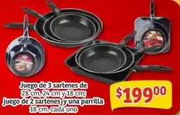Soriana Mercado Juego de 3 sartenes o Juego de 2 sartenes y una parrilla oferta