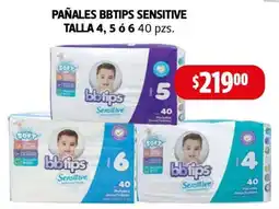 Farmacias Guadalajara Pañales bbtips sensitive talla 4, 5 ó 6 oferta
