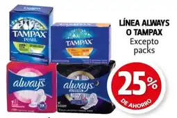 Farmacias Guadalajara Línea always o tampax oferta