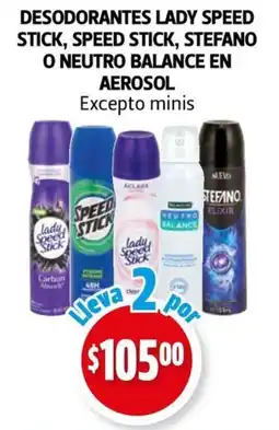 Farmacias Guadalajara Desodorantes lady speed stick, speed stick, stefano o neutron balance en aerosol oferta