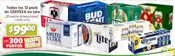 Soriana Híper Todos los 12 pack de CERVEZA en lata oferta