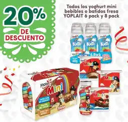 Soriana Híper Todos los yoghurt mini bebibles o batidos fresa Yoplait oferta