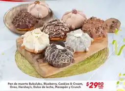 Soriana Híper Pan de Muerto Bubulubu, Blueberry, Cookies & Cream, Oreo, Hershey's, Dulce de leche, Mazapán y Crunch oferta