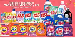 Soriana Híper Todos los detergentes mas color, viva, 1-2-3 y ace oferta