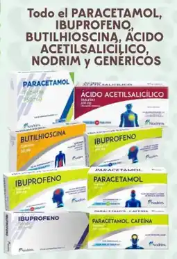 Soriana Híper Todo el paracetamol, ibuprofeno, butilhiosciną, acido acetilsalicilico, nodrim y genéricos oferta