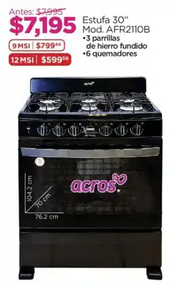 Chedraui Acros estufa 30" oferta
