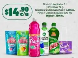 Farmacias Guadalajara Flash Limpiador y Pastillas, Cloralex Quitamanchas, Pinol Jabón Liquido, Eficoz oferta
