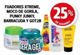 Farmacias Guadalajara Fijadores xtreme, moco de gorila, punky junky, barracuda y got2b oferta