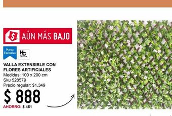 Sodimac Homecenter Valla extensible con flores artificiales 100x200 cm oferta