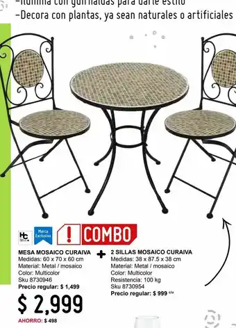 Combo mesa + 2 sillas mosaico