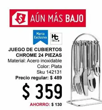 Juego de cubiertos rack 24 piezas hc chrome