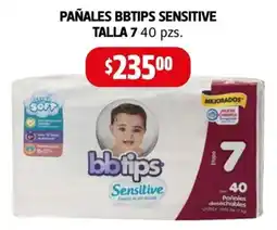 Farmacias Guadalajara Bbtips sensitive pañales talla 7 oferta
