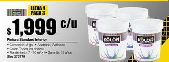 Sodimac Homecenter Pintura standard interior satin blanco 5 gl oferta