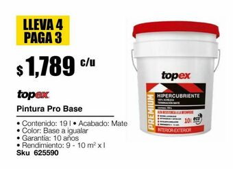 Sodimac Homecenter Pintura topex premium base tint 19l oferta