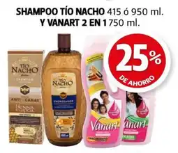 Farmacias Guadalajara Shampoo tío nacho y vanart 2 en 1 oferta