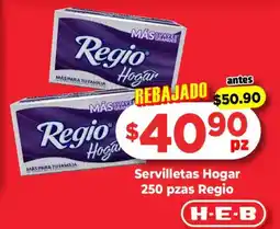 HEB Regio servilletas hogar oferta