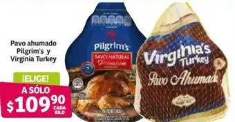 Soriana Híper Pavo Ahumado Pilgrim's y Virginia Turkey oferta