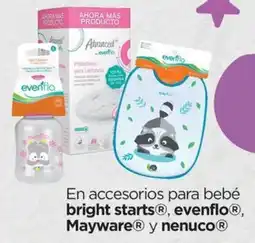 Chedraui En accesorios para bebé bright starts, evenflo, mayware y nenuco oferta