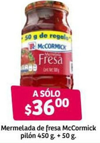 Soriana Híper Mermelada de Fresa McCormick Pilón 450g +50g oferta