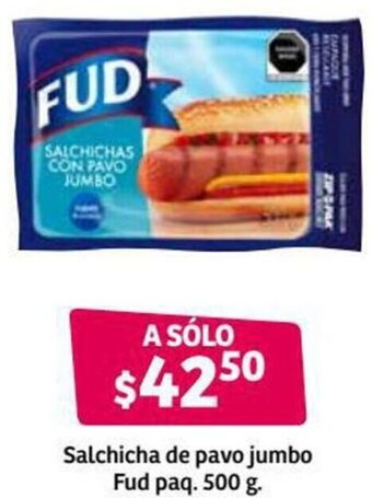 Soriana Híper Salchicha de Pavo Jumbo Fud Paq. 500g oferta