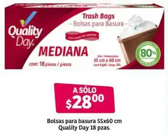 Bolsas para Basura 55x60cm Quality Day 18 pzas