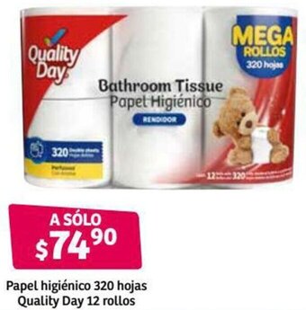 Soriana Híper Papel Higiénico 320 Hojas Quality Day 12 Rollos oferta